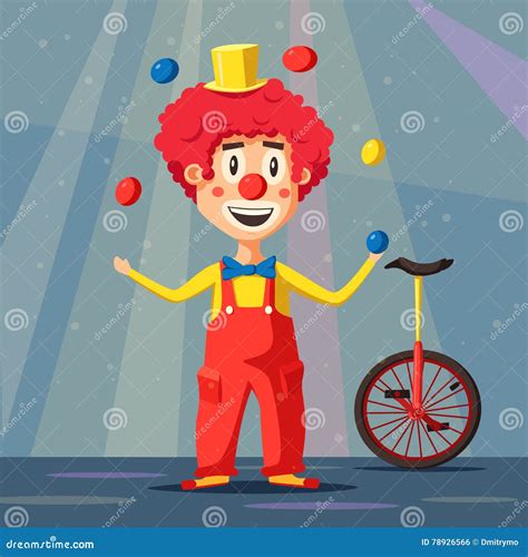 Happy Circus Clown Cartoon Vector Illustration Stock Vector