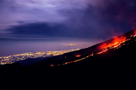 Mount Etna Is An Active Stratovolcano On The East Coast Of Sicily