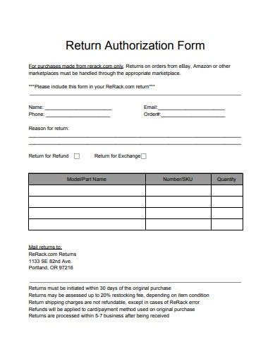 Return Authorization Form Templates In Google Docs Word Pages Pdf