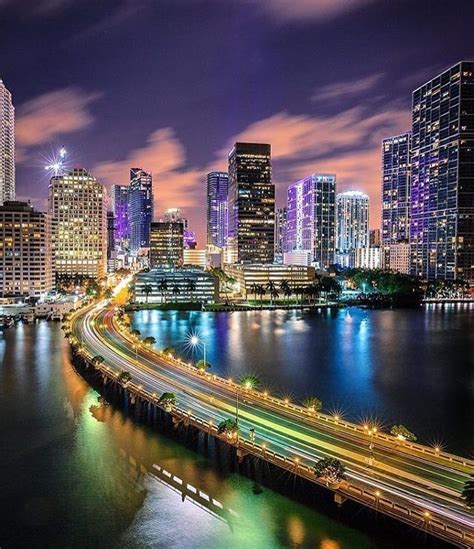 Miami At Night Miami City Miami Skyline Brickell Miami