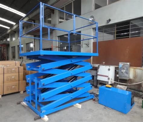 Electric Hydraulic Pallet Lift Table Blue Hydraulic Platform For