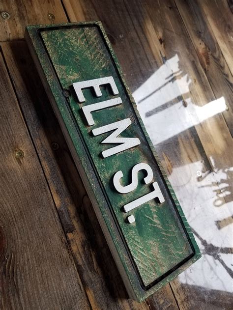 Wood Sign Elm Street Handmade Reclaimed Wood 3d And Engraved Etsy