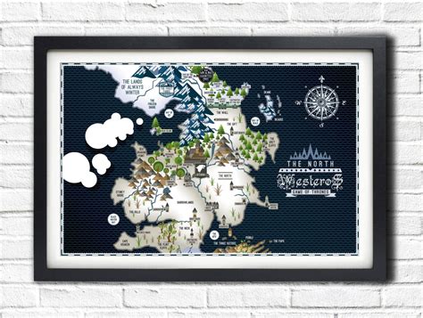Game Of Thrones The North Landscape Westeros Map 19x13 Etsy