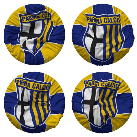 Parma Calcio 1913 Flag In Round Shape Isolated With Four Different
