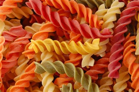 Multicolored Fusilli Pasta Food Images ~ Creative Market