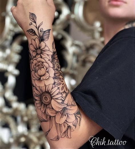 Flower Sleeve Güzel Dövmeler Ön Kol Dövmesi Çiçek Dövmeleri