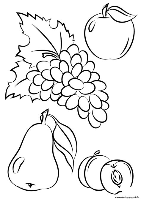 Autumn Fruits Fall Coloring Page Printable