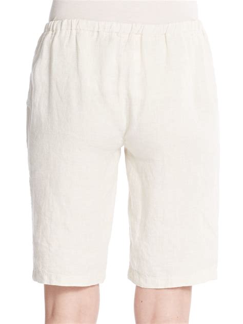 Lyst Saks Fifth Avenue Linen Bermuda Shorts In White