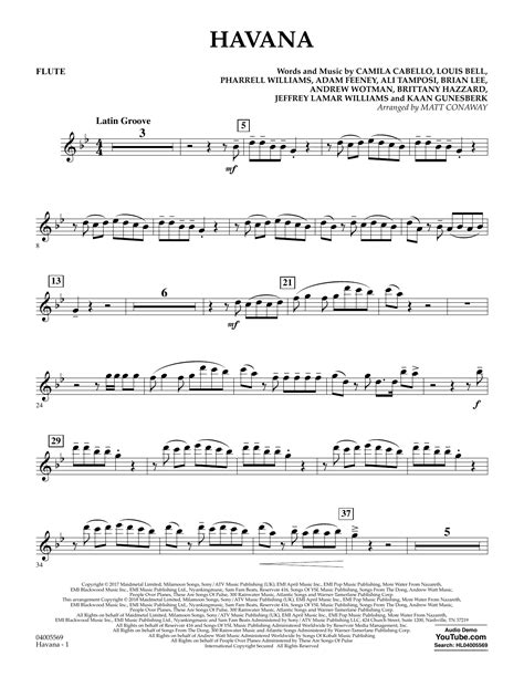 If you need a suggestion or have any. Havana - Flute Sheet Music | Matt Conaway | Concert Band