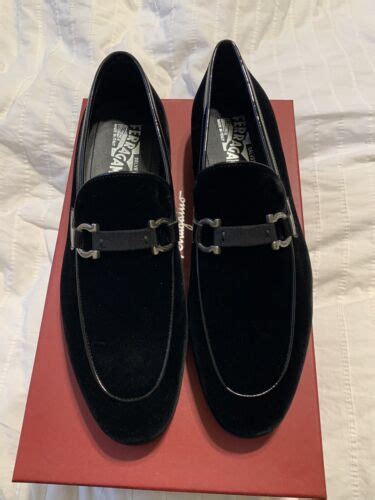 New Auth Salvatore Ferragamo Seral Men Black Velvet Loafer Moccasin