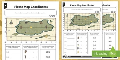 Pirate Map Coordinate Plane Treasure Map Activity