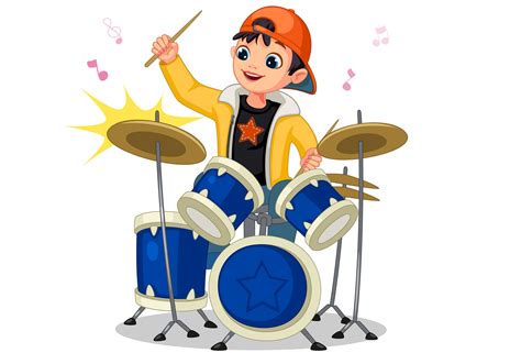 Cartoon Drum Kit Red Drum Kit Cartoon Character Stock Illustration