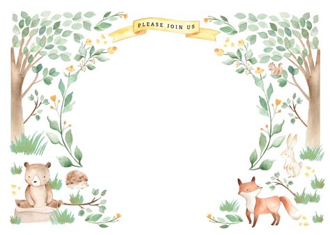 Woodland Creatures Baby Shower Invitation Template Free Gr