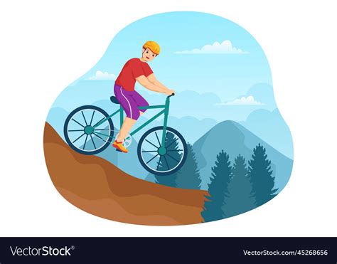 Mountain Biking With Cycling Down The Mountains Vector Image