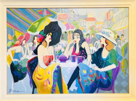 Huge Original Isaac Maimon Oil Painting Of A Jazzy Parisian Al Fresco