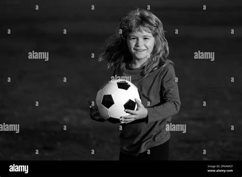 Soccer Kid Kid Holding Soccer Ball Closeup Kids Portrait Football
