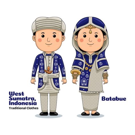 Premium Vector Couple Wear Batabue West Sumatra Indonesian