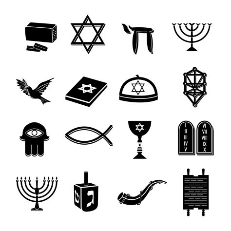 Judaism Icons Set Black 455319 Vector Art At Vecteezy