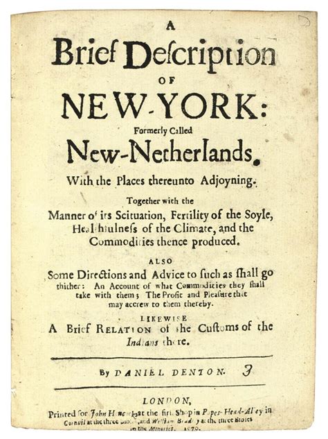 Denton Daniel C1626 1703 A Brief Description Of New York Formerly