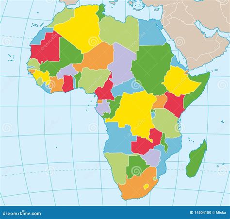 Afrika Politische Karte Vektor Abbildung Illustration Von Kontinent