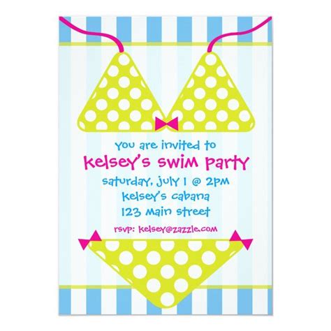 Bikini Swimsuit Swim Pool Party Invitations Zazzle Pool Party Invitations Pool Party Party
