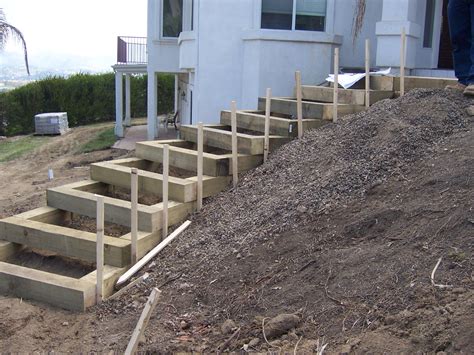 There Is Building Wood Stairs On A Hillside Large Shed Plan