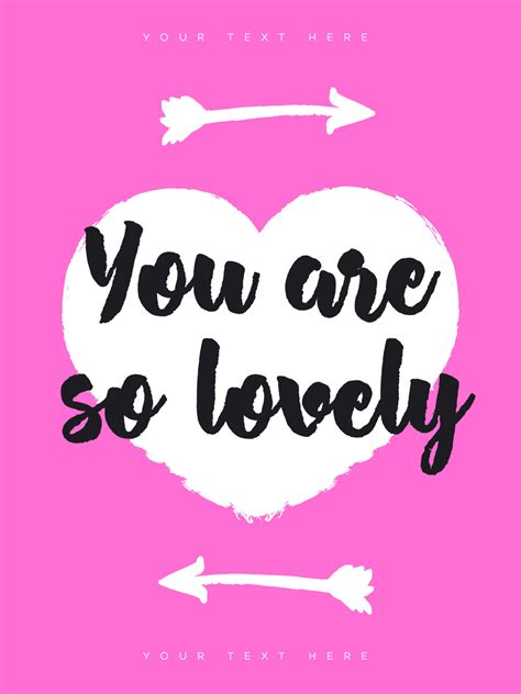 Valentines Greeting Card With Sign You Are So Lovely And Heart On Pink