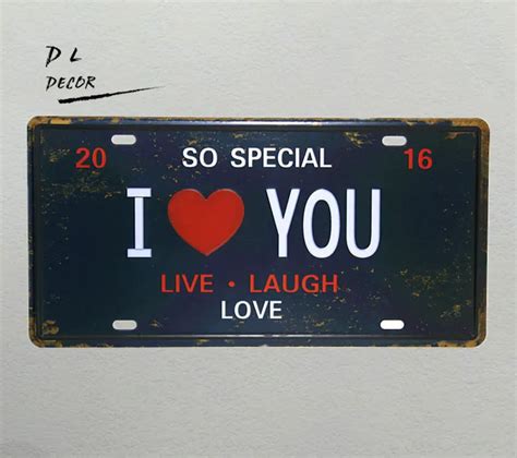 dl so special i love you license plate vintage metal sign home decoration accessories home decor