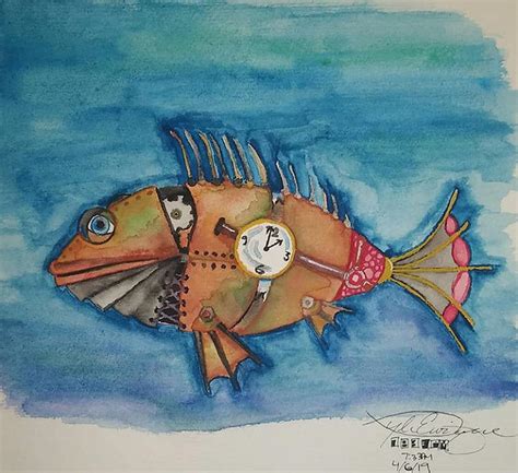 Steampunk Fish Painting By Lyle Enrique Fine Art America