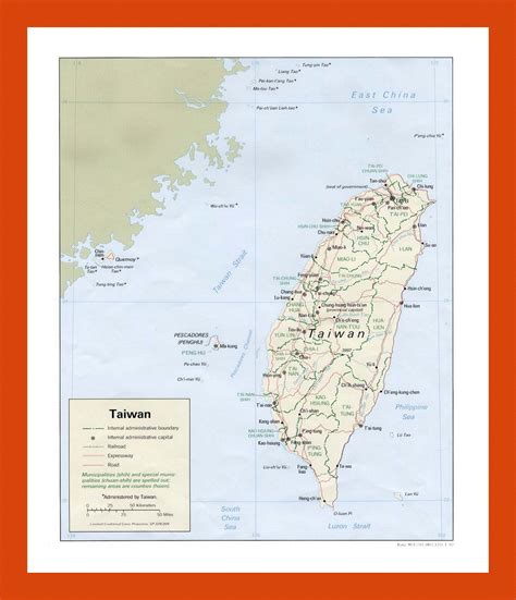 Political And Administrative Map Of Taiwan 1992 Maps Of Taiwan