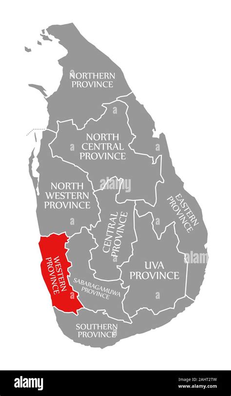 Western Province Red Highlighted In Map Of Sri Lanka Stock Photo Alamy