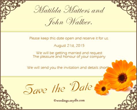 Save The Date Wording Samples Wordings And Messages