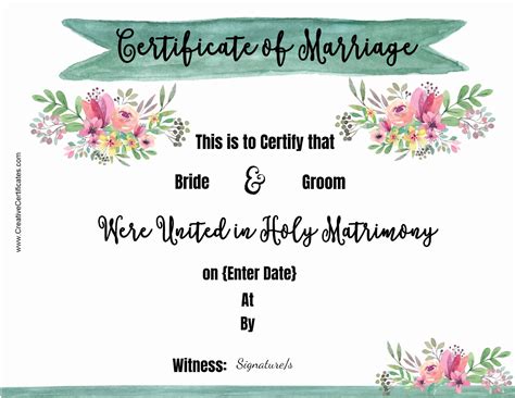 Free Marriage Certificate Template Customize Online Then Print
