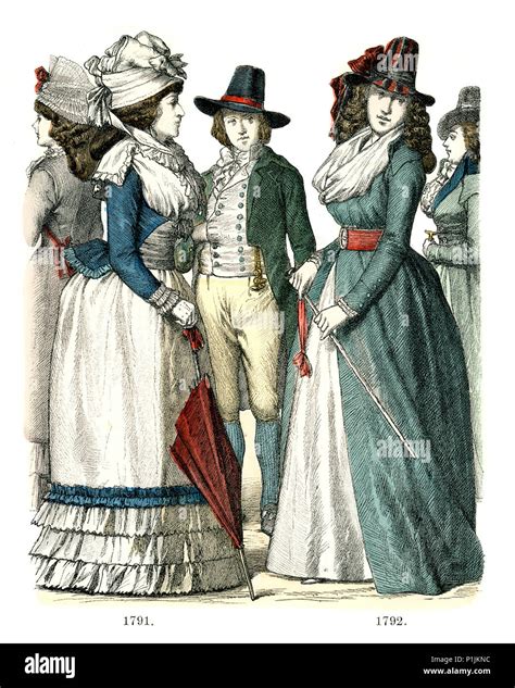 Vintage Engraving Of History Of Fashion Costumes Of Germany 18th