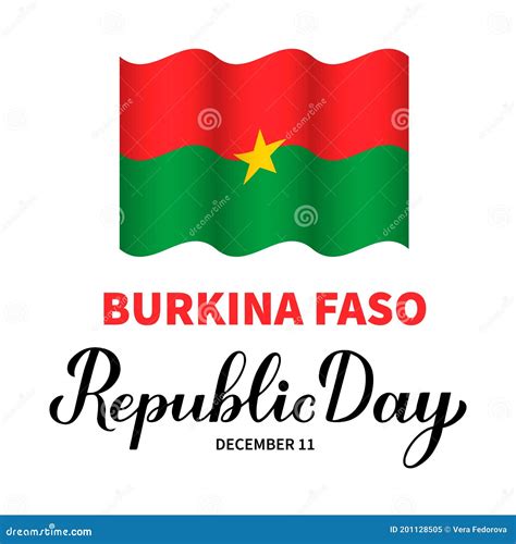 Burkina Faso Republic Day Lettering With Flag National Holiday