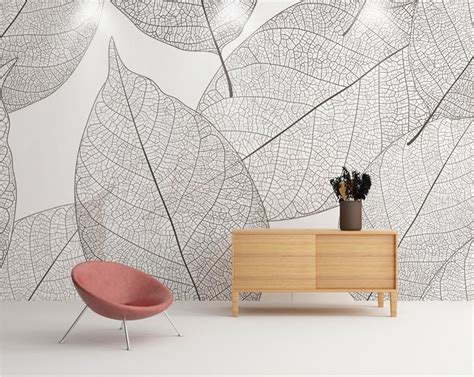 Vintage Photo Wallpapers 3d Geometric Leaf Wall Murals White Black