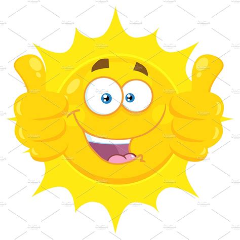 Yellow Sun Giving Two Thumbs Up Pre Designed Illustrator Graphics