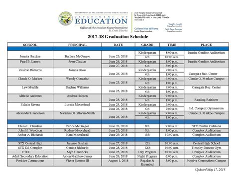 1542 Class Of 2018 Graduation Schedule Home Slide