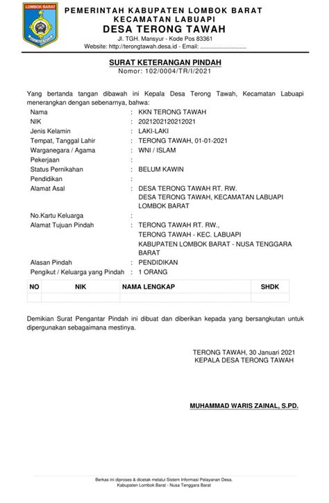 Antar Provinsi Contoh Surat Pindah Dari Capil Surat Permohonan Pindah