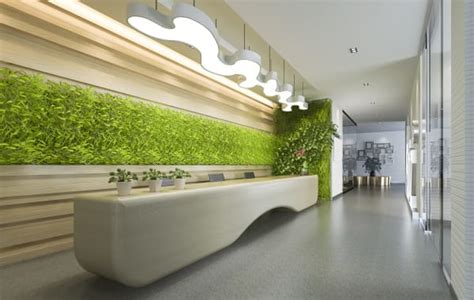 Modern Hotel Lobby With Green Wall Aplosgroup Architecture