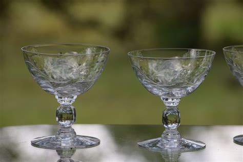 Vintage Crystal Cocktail Martini Glasses Set Of 6 Circa 1950 Vintage Crystal Champagne Coupes