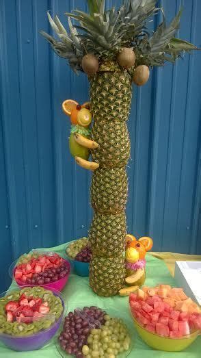 Pineapple Palm Tree With Attached Fruit Monkeys And Coconuts Fruit