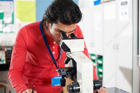 Student Using Microscope In Laboratory Stock Image F0091069