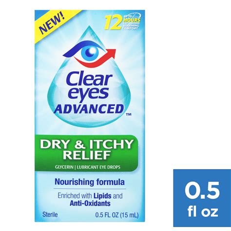 Clear Eyes Advanced Dry And Itchy Relief Eye Drops 05 Fl Oz Walmart
