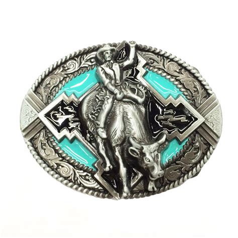 Oval Rodeo Western Belt Buckle Native American Belts Texas Cowboy