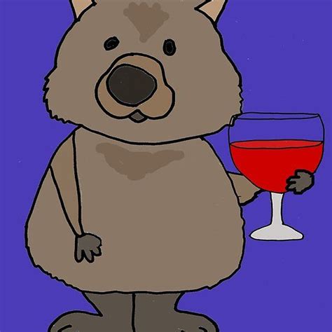 Funny Wombat Drinking Wine Cartoon Cartoon Cartoon