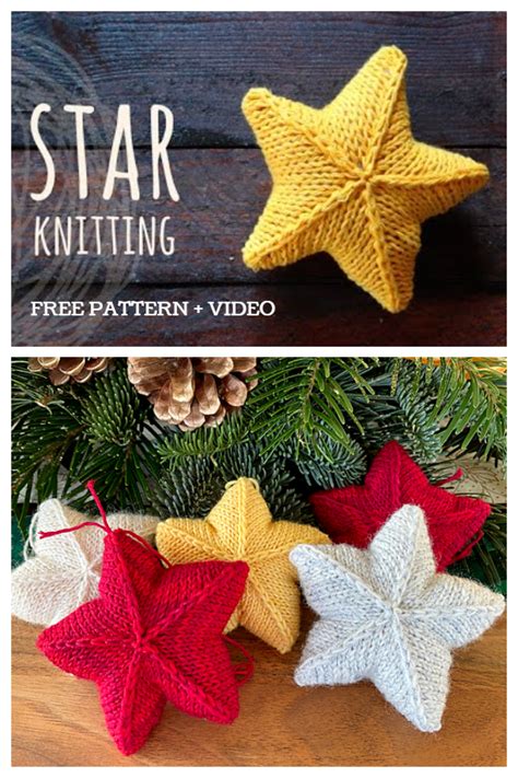 Knit Christmas Star Ornament Free Knitting Patterns Knitting P