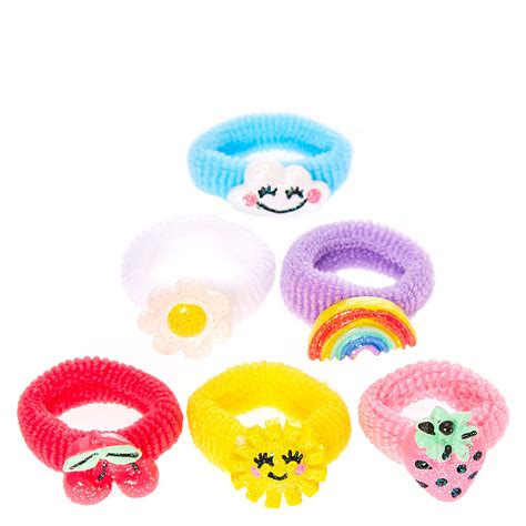 Kids Bright Summer Charms Ribbed Hair Bobbles Claires