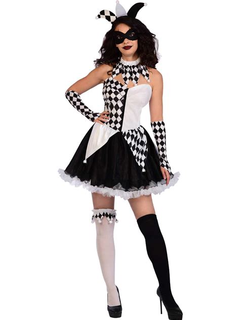 ladies sexy jester lady fancy dress halloween costume adults harlequin clown ebay