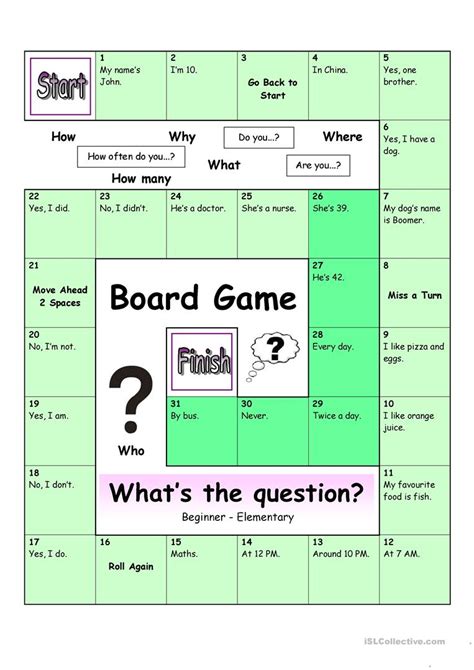 Questions Board Game Printable